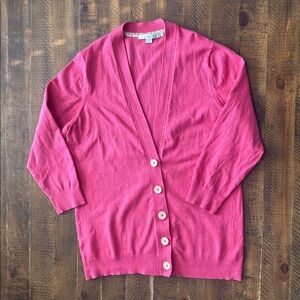 Boden 80% Cotton Women's Pink Button Up Cardigan Sweater 3/4 Sleeve Size 8